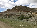 Tibet Kailash 06 Tirthapuri 05 Looking up to Pass at top of Kora It takes about an hour to walk Tirthapuri's own short kora. From the bank of the Sutlej, here�s a view looking up towards the pass at the top of the kora with mani walls below.
